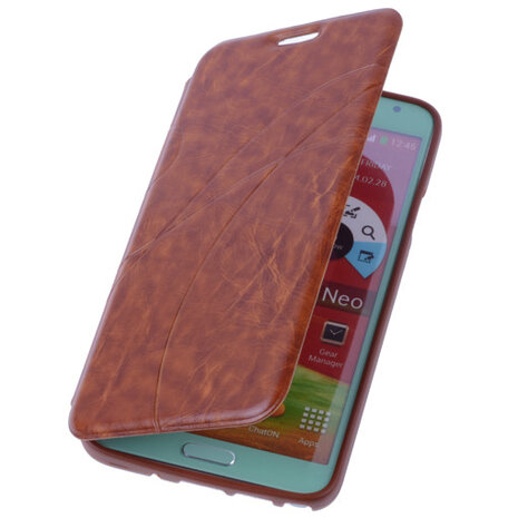 Bruin TPU Book Case Flip Cover Motief Hoesje voor Samsung Galaxy Note 3 Neo