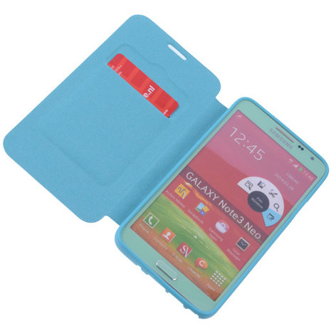 Turquoise TPU Book Case Flip Cover Hoesje voor Samsung Galaxy Note 3 Neo