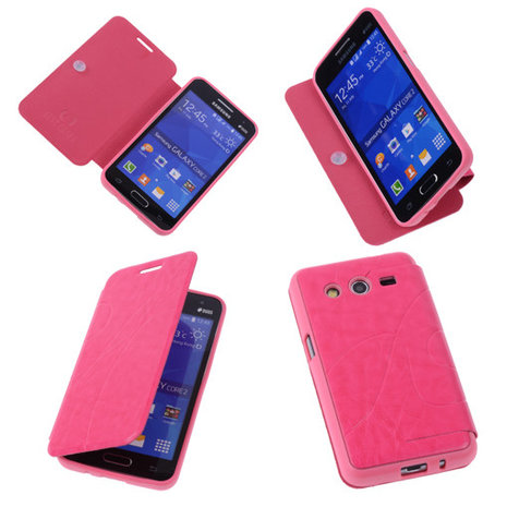 Bestcases Pink TPU Book Case Flip Cover Motief Samsung Galaxy Core 2