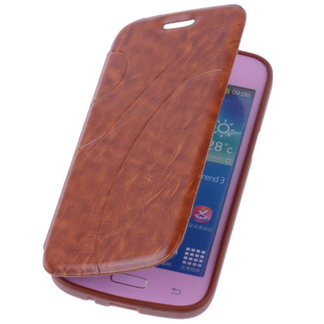 Bruin TPU Book Case Flip Cover Motief Hoesje voor Samsung Galaxy Core Plus