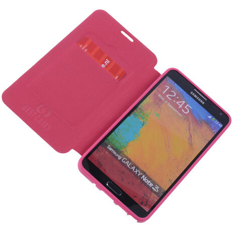 Bestcases Pink TPU Book Case Flip Cover Motief Hoesje voor Samsung Galaxy Note 3