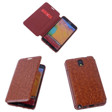 Bestcases Bruin TPU Book Case Flip Cover Motief Samsung Galaxy Note 3