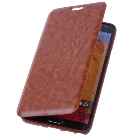 Bestcases Bruin TPU Book Case Flip Cover Motief Hoesje voor Samsung Galaxy Note 3
