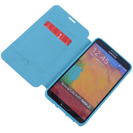 Turquoise TPU Book Case Flip Cover Motief Hoesje voor Samsung Galaxy Note 3
