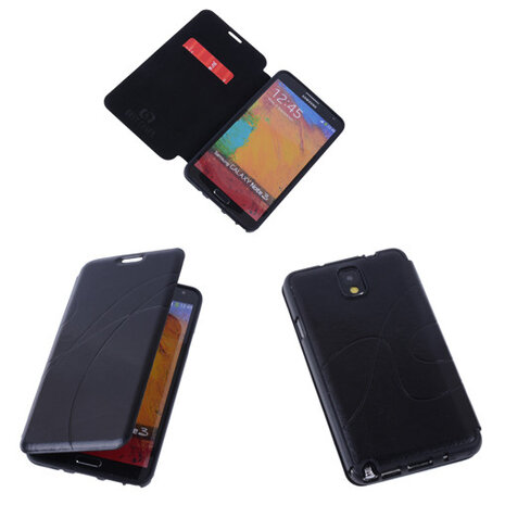 Bestcases Zwart TPU Book Case Flip Cover Motief Samsung Galaxy Note 3