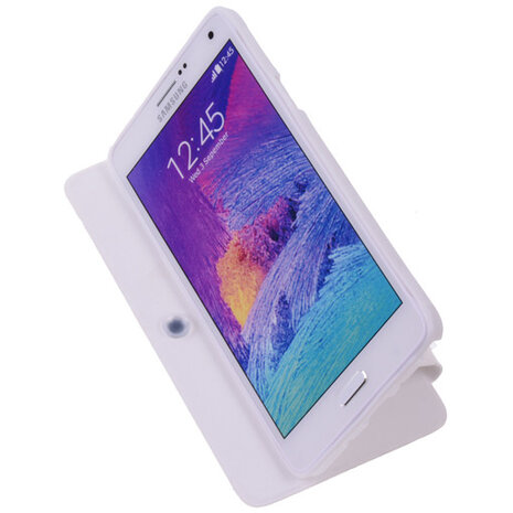 Bestcases Wit Hoesje voor Samsung Galaxy Note 4 TPU Book Case Flip Cover Motief