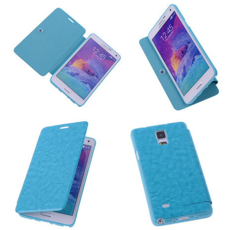 Bestcases Turquoise Samsung Galaxy Note 4 TPU Book Case Flip Cover Motief 