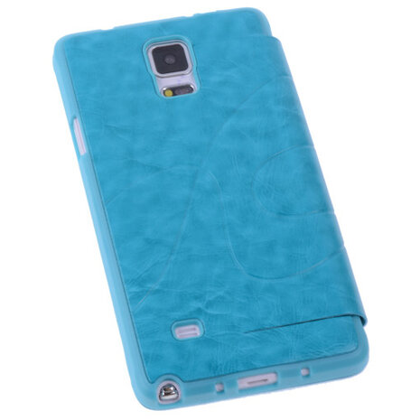 Turquoise Hoesje voor Samsung Galaxy Note 4 TPU Book Case Flip Cover Motief