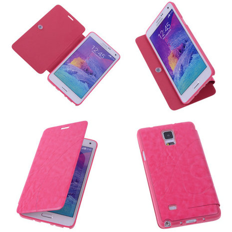 Bestcases Pink Samsung Galaxy Note 4 TPU Book Case Flip Cover Motief 