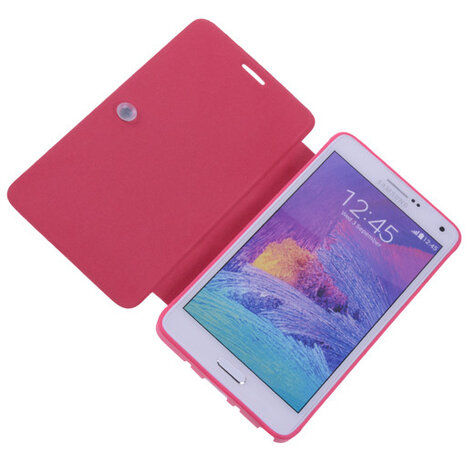 Bestcases Pink Hoesje voor Samsung Galaxy Note 4 TPU Book Case Flip Cover Motief