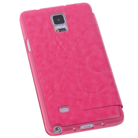 Bestcases Pink Hoesje voor Samsung Galaxy Note 4 TPU Book Case Flip Cover Motief