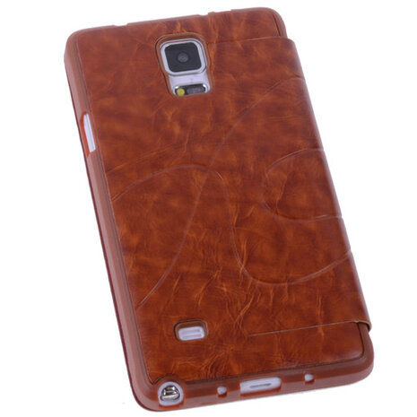 Bestcases Bruin Hoesje voor Samsung Galaxy Note 4 TPU Book Case Flip Cover Motief