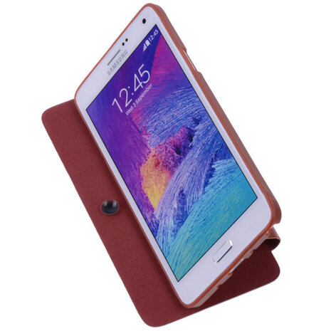 Bestcases Bruin Hoesje voor Samsung Galaxy Note 4 TPU Book Case Flip Cover Motief