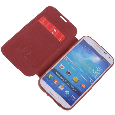 Bestcases Bruin TPU Book Case Flip Cover Motief Hoesje voor Samsung Galaxy S4