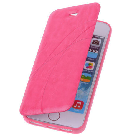 Bestcases Pink TPU Booktype Motief Hoesje voor Apple iPhone 5 5s