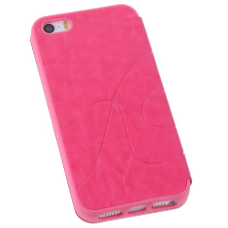 Bestcases Pink TPU Booktype Motief Hoesje voor Apple iPhone 5 5s