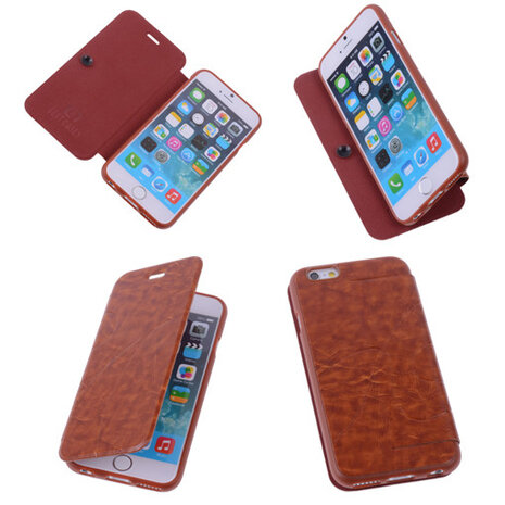 Bestcases Bruin TPU Booktype Motief Hoesje Apple iPhone 6