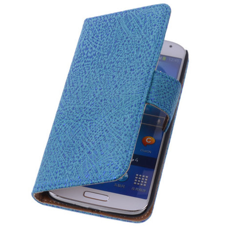 Antiek Blue Hoesje voor Samsung Galaxy S4 i9500 Echt Leer Wallet Case