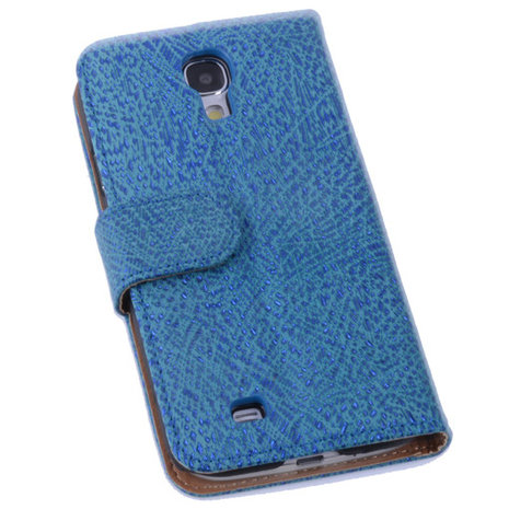 Antiek Blue Hoesje voor Samsung Galaxy S4 i9500 Echt Leer Wallet Case