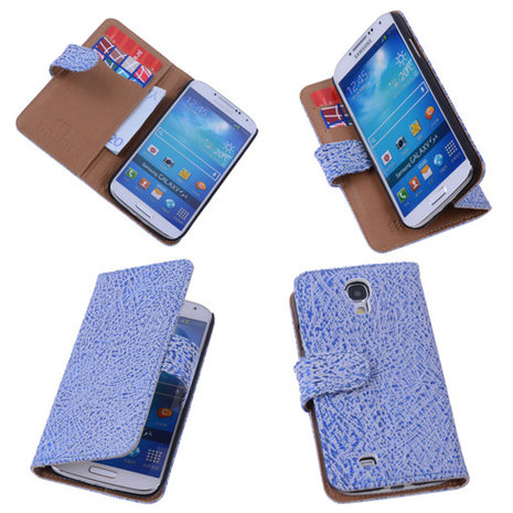 BestCases Antiek Blue White Samsung Galaxy S4 Echt Leer Wallet Case...