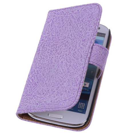 Antiek Purple Hoesje voor Samsung Galaxy S3 Neo Echt Leer Wallet Case