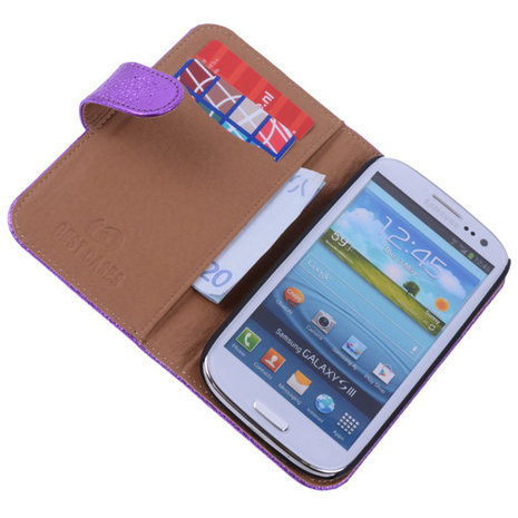 Samsung Galaxy Neo Echt Lederen Wallet Glamour Purple Online Bestellen? -