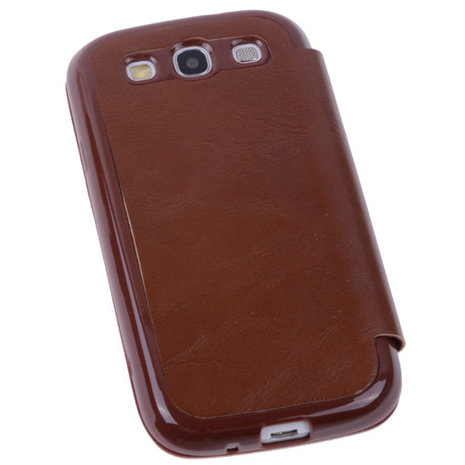 View Case Bruin Hoesje voor Samsung Galaxy S3 / S3 Neo TPU Bookcover