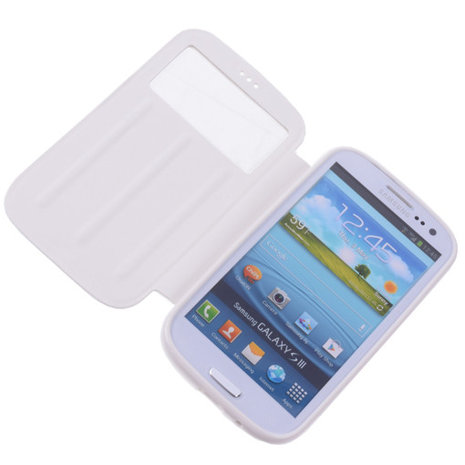 View Case Wit Hoesje voor Samsung Galaxy S3 / S3 Neo TPU Bookcover