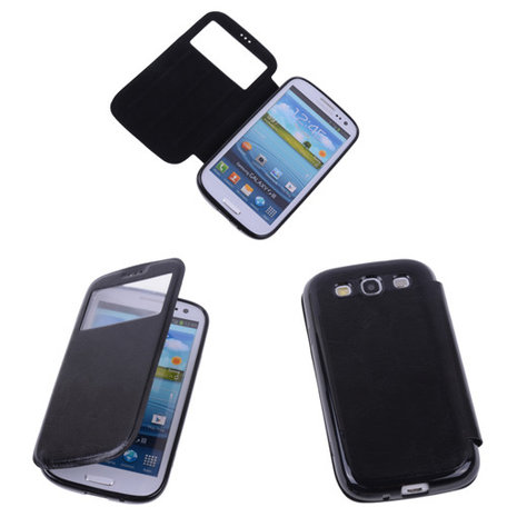 View Case Zwart Samsung Galaxy S3 / S3 Neo TPU Bookcover Hoesje