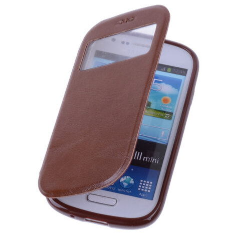 View Case Bruin Hoesje voor Samsung Galaxy S3 Mini VE TPU Bookcover