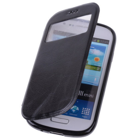 View Case Zwart Hoesje voor Samsung Galaxy S3 Mini VE TPU Bookcover