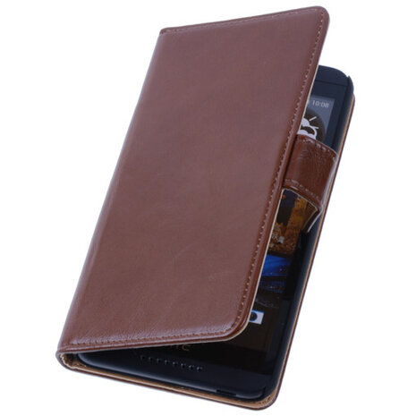PU Leder Bruin Hoesje voor HTC Desire 816 Book/Wallet Case/Cover s