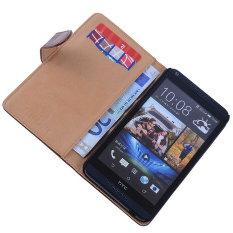 PU Leder Bruin Hoesje voor HTC Desire 816 Book/Wallet Case/Cover s