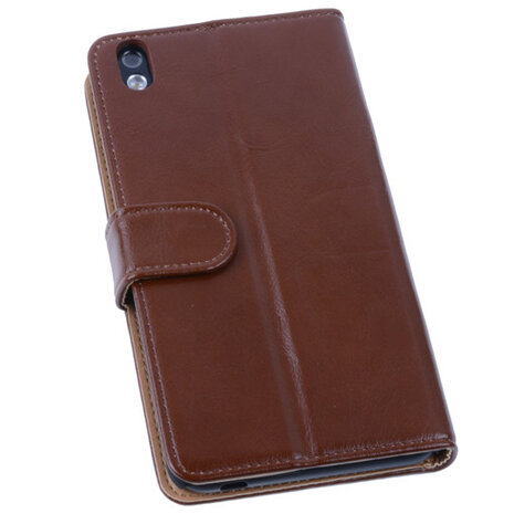 PU Leder Bruin Hoesje voor HTC Desire 816 Book/Wallet Case/Cover s