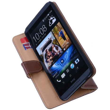 PU Leder Bruin Hoesje voor HTC Desire 816 Book/Wallet Case/Cover s