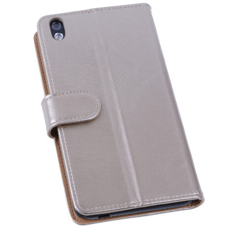 PU Leder Goud Hoesje voor HTC Desire 816 Book/Wallet Case/Cover s