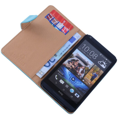 PU Leder Turquoise Hoesje voor HTC Desire 816 Book/Wallet Case/Cover s