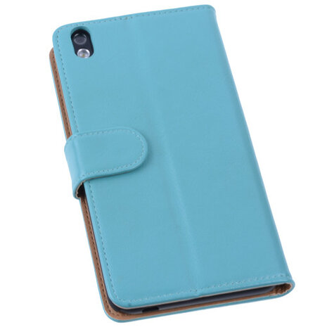 PU Leder Turquoise Hoesje voor HTC Desire 816 Book/Wallet Case/Cover s