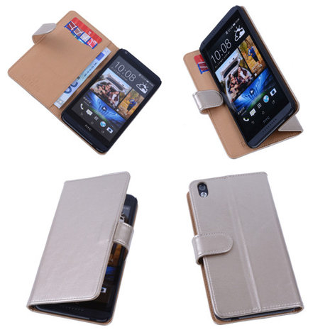 PU Leder Goud HTC Desire 816 Book/Wallet Case/Cover Hoesjes