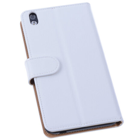 PU Leder Wit Hoesje voor HTC Desire 816 Book/Wallet Case/Cover s