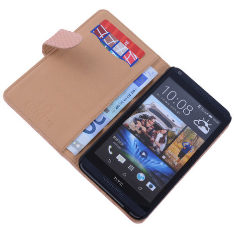 Bestcases Slang Pink Hoesje voor HTC Desire 816 Bookcase Cover