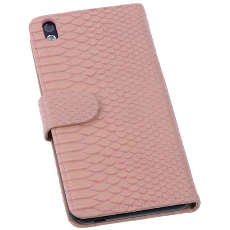 Bestcases Slang Pink Hoesje voor HTC Desire 816 Bookcase Cover