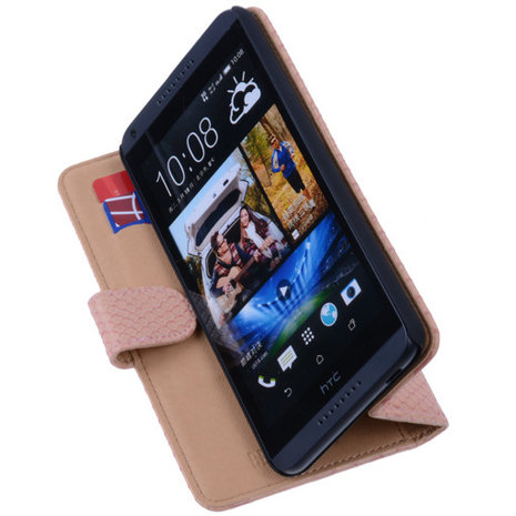 Bestcases Slang Pink Hoesje voor HTC Desire 816 Bookcase Cover