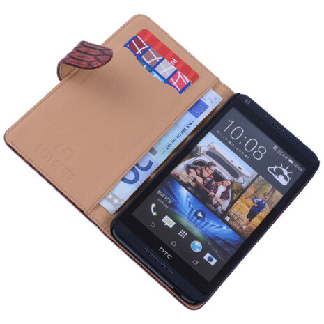 Bestcases Slang Rood Hoesje voor HTC Desire 816 Bookcase Cover
