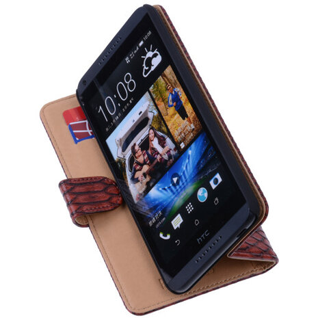 Bestcases Slang Rood Hoesje voor HTC Desire 816 Bookcase Cover