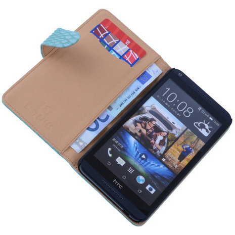 Bestcases Slang Turquoise Hoesje voor HTC Desire 816 Bookcase Cover