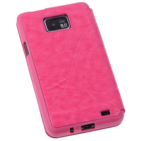 Bestcases Pink TPU Book Case Flip Cover Motief Hoesje voor Samsung Galaxy S2 Plus