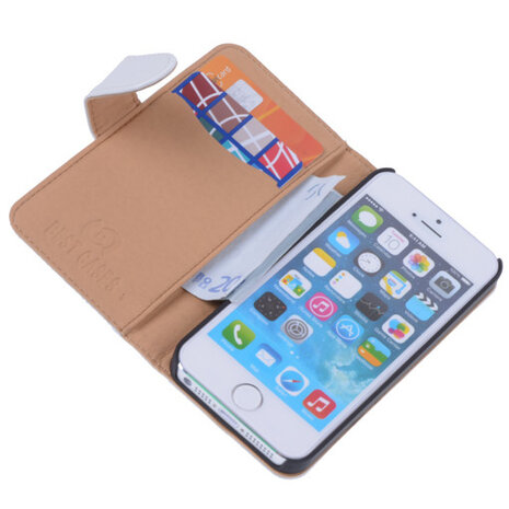 PU Leder Wit iPhone 5c Book/Wallet Case/Cover