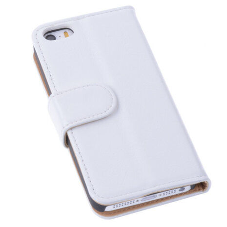 PU Leder Wit iPhone 5c Book/Wallet Case/Cover