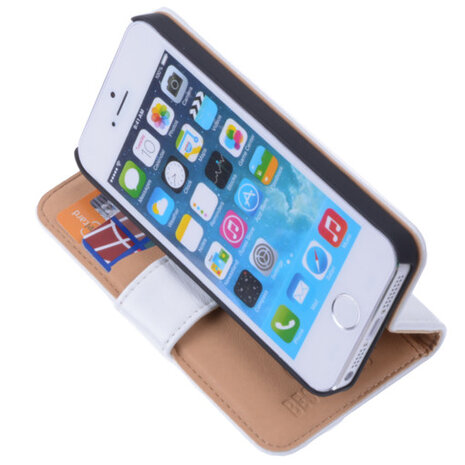 PU Leder Wit iPhone 5c Book/Wallet Case/Cover